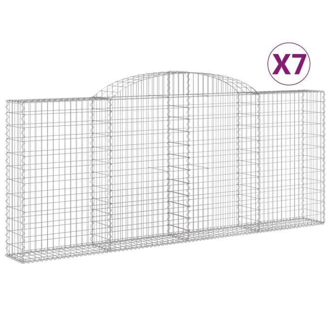 vidaXL - Schanskorven - 7 - st - gewelfd - 300x30x120/140 - cm - ijzer