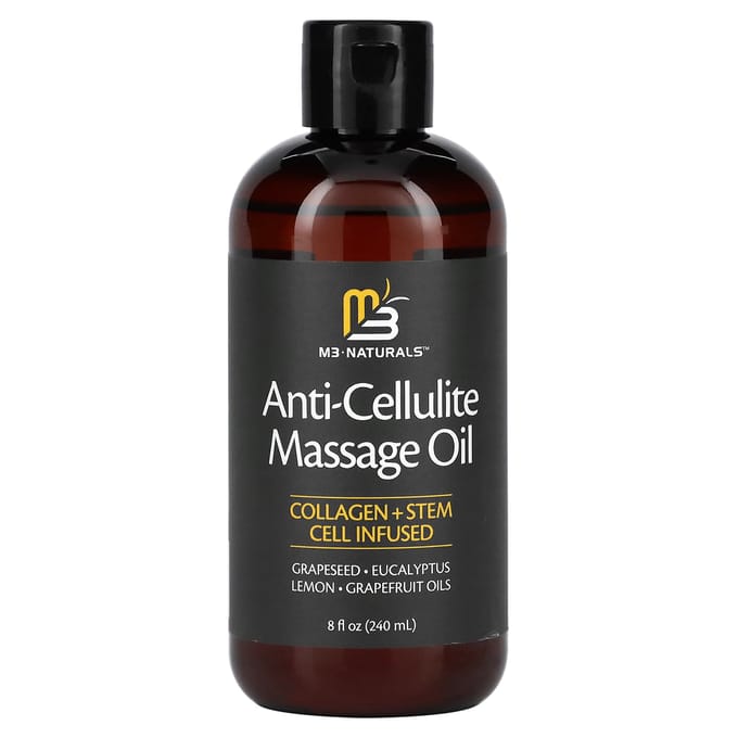 M3 Naturals, Huile de massage anti-cellulite, 8 fl oz (240ml) black