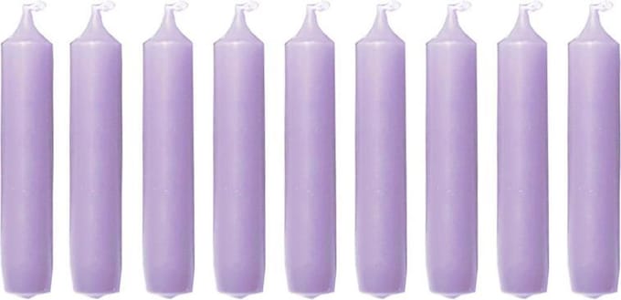 Cactula korte dinerkaarsen - 9 stuks - Lavender- 2,1 x 12 cm - Brandtijd 5 uur