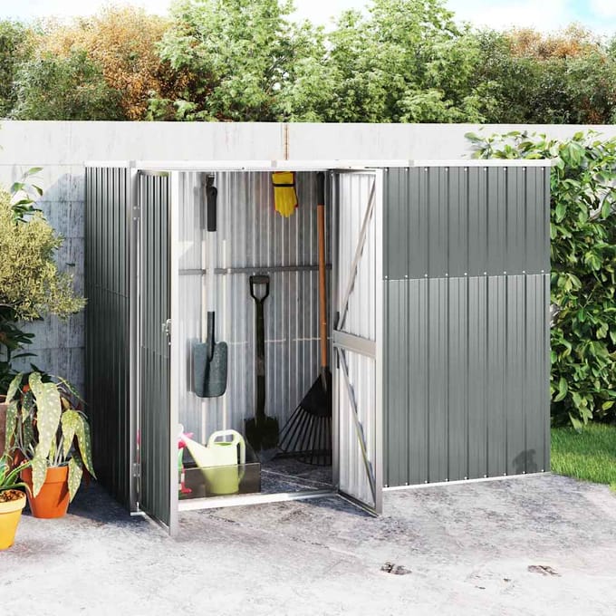 vidaXL - Tuinschuur - 225x89x161 - cm - gegalvaniseerd - staal - grijs
