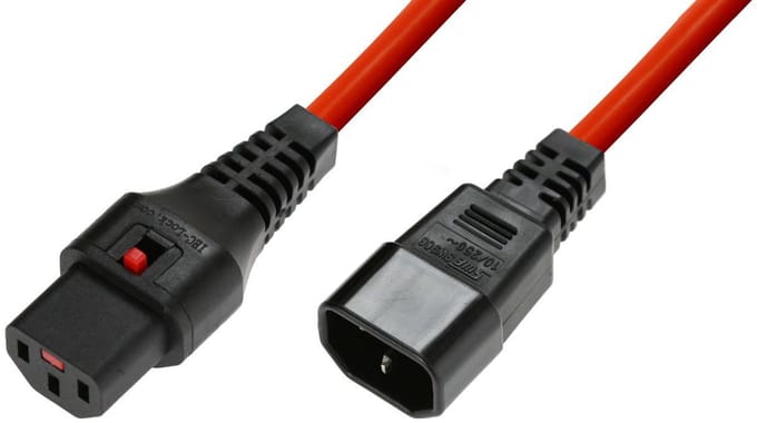 Microconnect MC-C13C14LOCK-1.5M electriciteitssnoer Rood 1,5 m C13 stekker C14 stekker