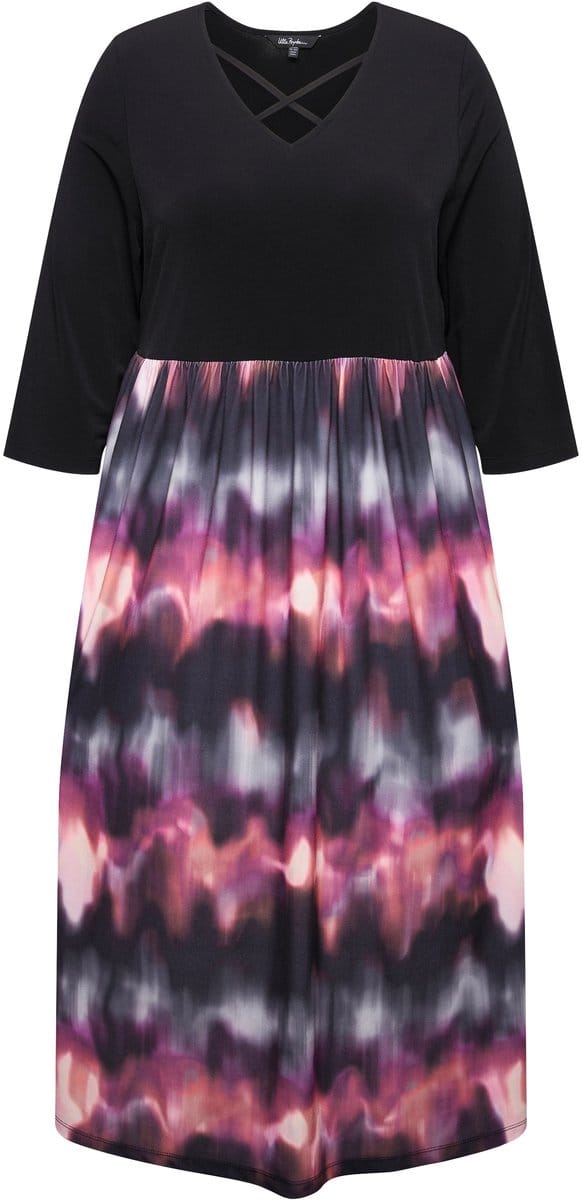 Ulla Popken - Dames - Jersey jurk - Zwart - Maat 54+