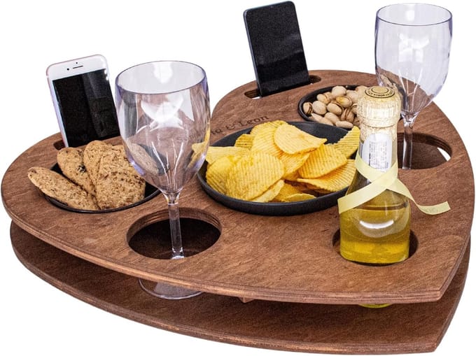 Groot Houten Dienblad met Snackboxen - Bank en Bed Dienblad
