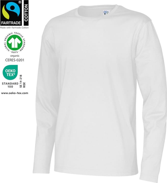 Cottover T-SHIRT LONG SLEEVE MAN - GOTS GECERTIFICEERD 141020 - Wit - S