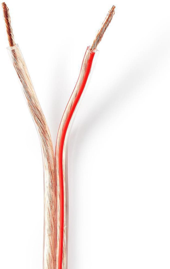 Nedis Speaker-Kabel - 2 x 2.50 mm² - Koper - 100 m - Rond - PVC - Transparant - Rol