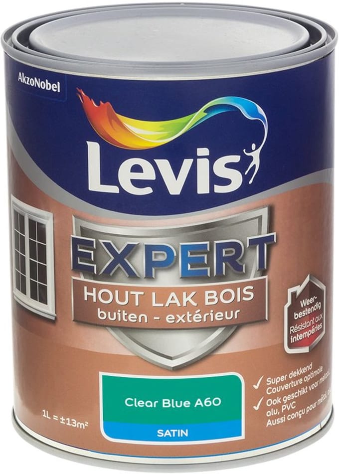 Levis - Expert Hout Lak Buiten Satin Mix - Clear Blue A60 - Mengverf - 1 L