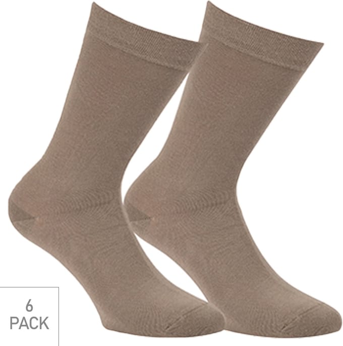 Boru Bamboo - 6-Pack - Nette Sokken - Bamboe - Naadloos - Heren / Dames - donker beige - 46-47 - 2301