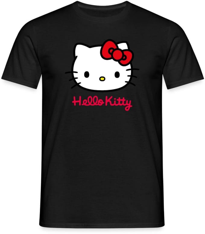 Hello Kitty Klassiek Portret Hello Kitty Tekst T-Shirt Heren