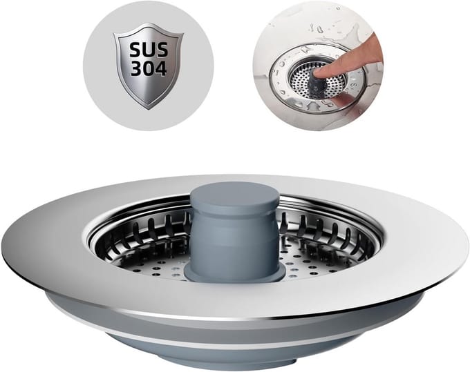 RVS Gootsteen Zeef en Stopper Combo voor Keukenafvoer