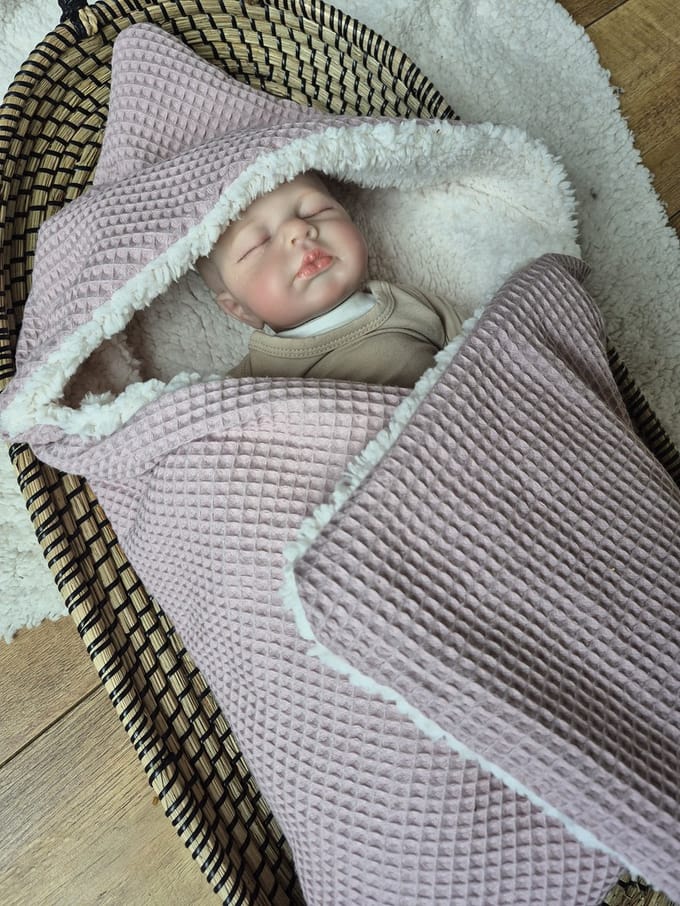 Wikkeldeken - Omslagdoek - Badcape - Roze / Teddy - 70x70cm / Baby Creaties