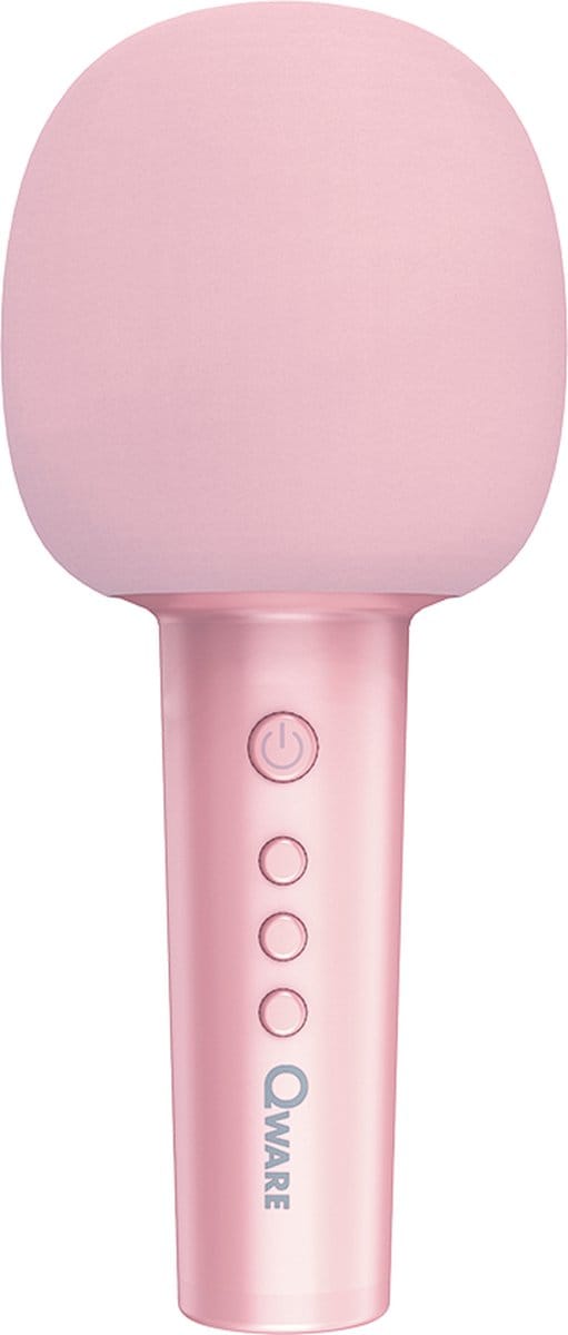 Qware - karaoke microfoon roze - Speaker - Bluetooth - 4 magic voice standen - Oplaadbaar
