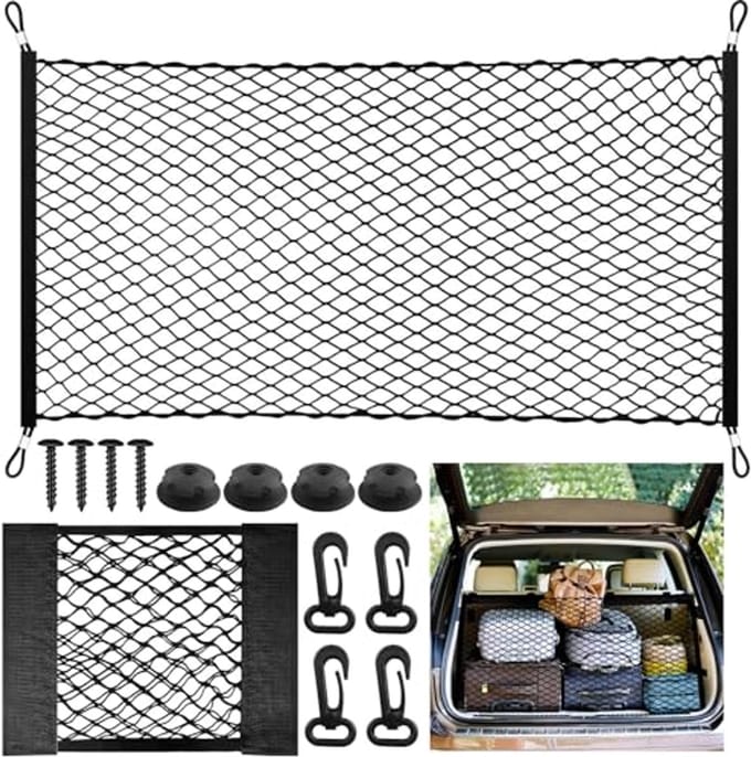 Solidchoice - 2 Delige Bagagenet Set voor Auto met Karabijnhaak