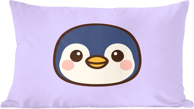 Sierkussens - Kussentjes Woonkamer - 60x40 cm - Pinguïn - Paars - Schattig