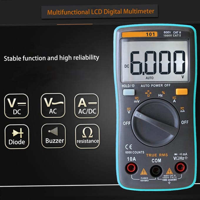 RICHMETERS RM101 True RMS multifunctionele LCD digitale multimeter DMM DC AC spanningsstroommeter RM101