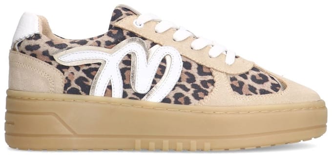 Manfield - Dames - Suède leopard sneakers met details - Maat 36
