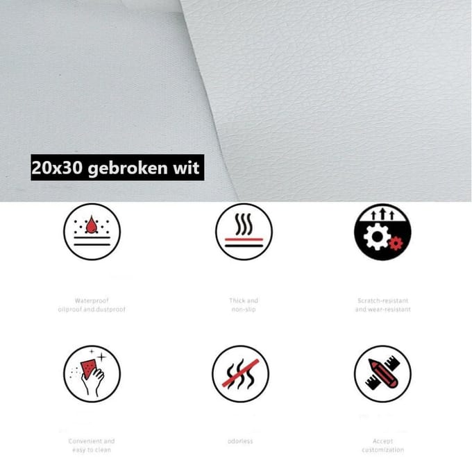 Zelfklevende lederen reparatiesticker - Self-adhesive leather repair sticker - wit