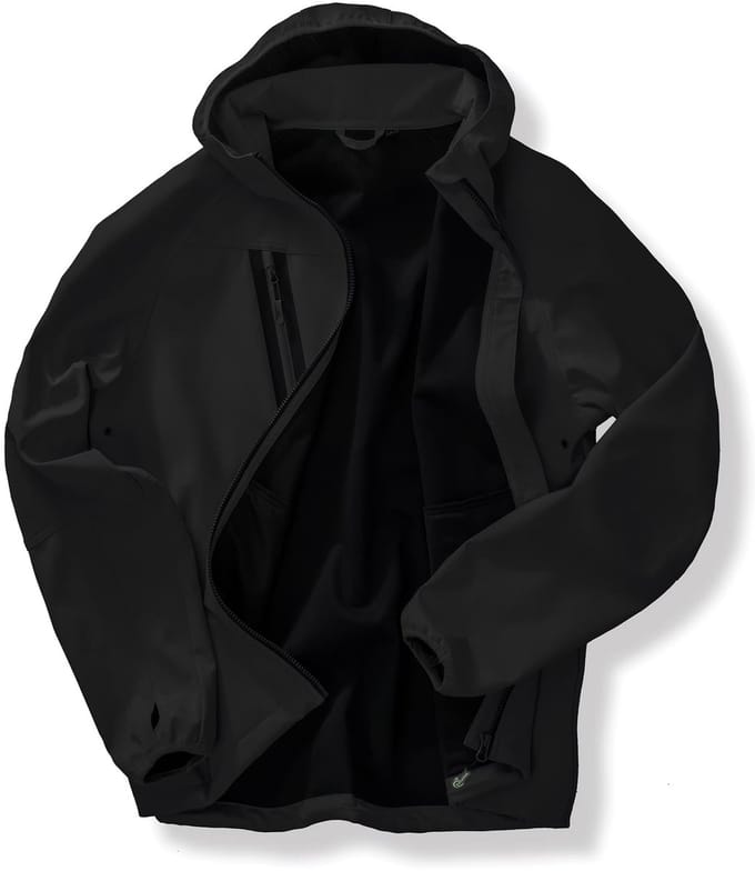 Result 3-Layer Recycled Printable Hooded Casual Unisex Softshell Jacket RT909 - Black/Black - S