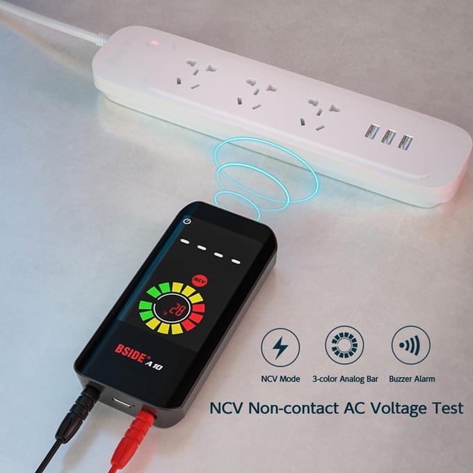 BSIDE A10 Mini multimètre numérique intelligent NCV testeur multifonctionnel voltmètre tension AC/DC noir
