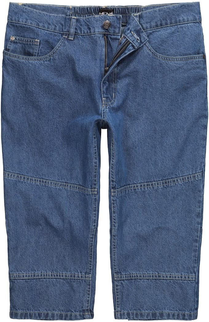 Men Plus - Heren - 3/4-jeans denim 5-pocket elastische tailleband - Blue stone - Maat 60