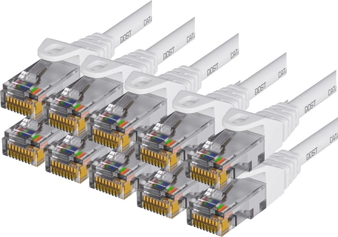 Qost - CAT6 internetkabel - CCA / UTP - 10 Gbps / 250 MHz - RJ45 Connectoren - Patchkabel / Netwerkkabel - 1 meter - Wit - 10-pack - Multipack