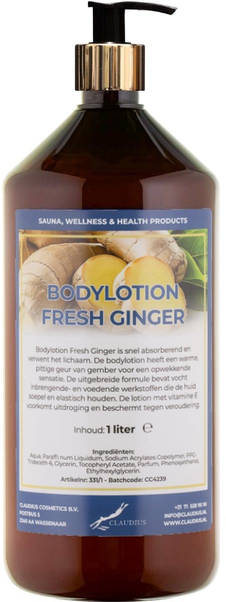 Bodylotion Fresh Ginger 1 liter met gouden pomp
