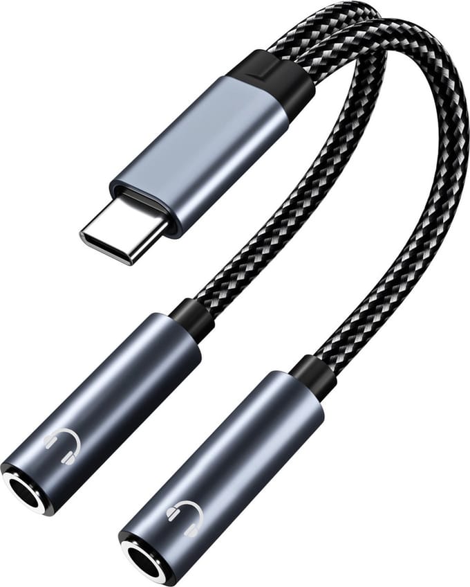 MMOBIEL USB-C naar 3.5mm Aux Audio Hoofdtelefoon Splitter - 32 Bit Type-C naar Dubbele 3.5mm Hoofdtelefoon Audio Jack Adapter