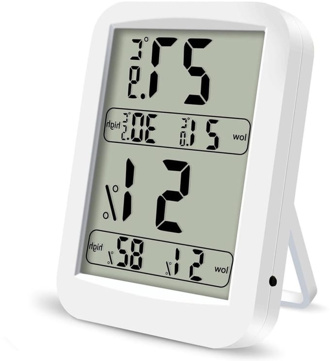 Digitale Binnenthermometer - Hygrometer - Kamertemperatuur Meten - Led-display - 118 x 87 cm - Wit