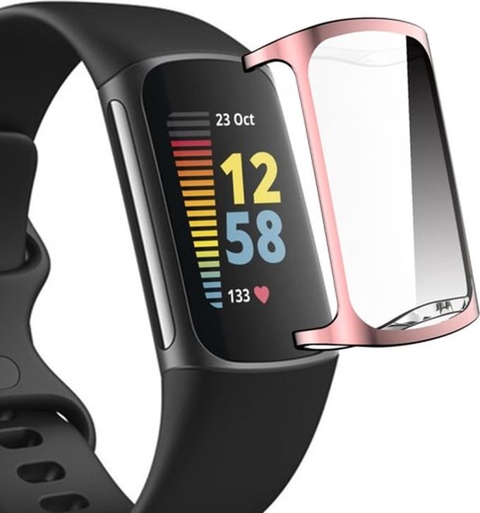By Qubix - Geschikt voor Fitbit Charge 5 - Fitbit Charge 6 TPU case (volledig beschermd) - Roze