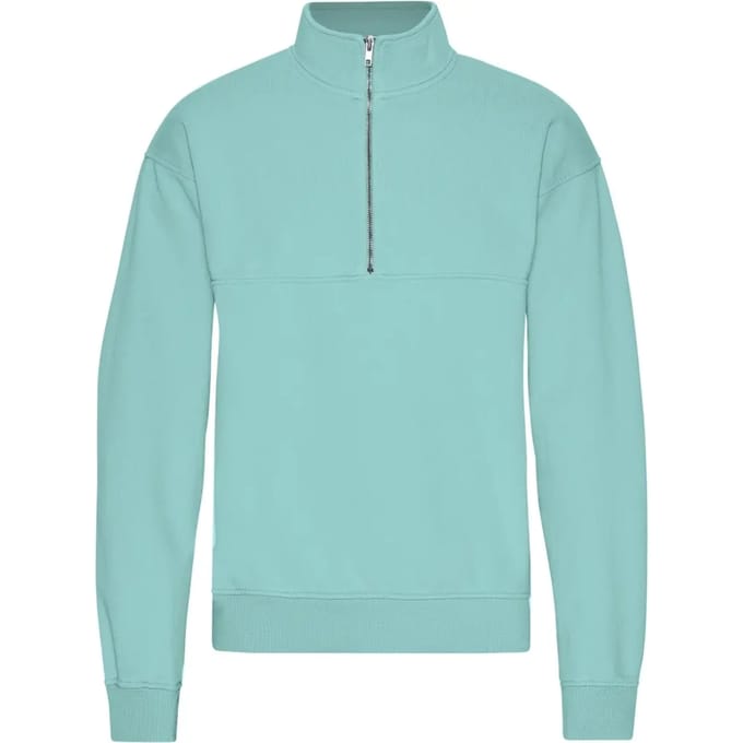 1/4 rits sweater Colorful Standard Organic Teal Blue
