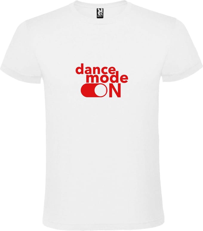 Wit T-Shirt met “ Dance Mode On “ afbeelding Rood Size XL