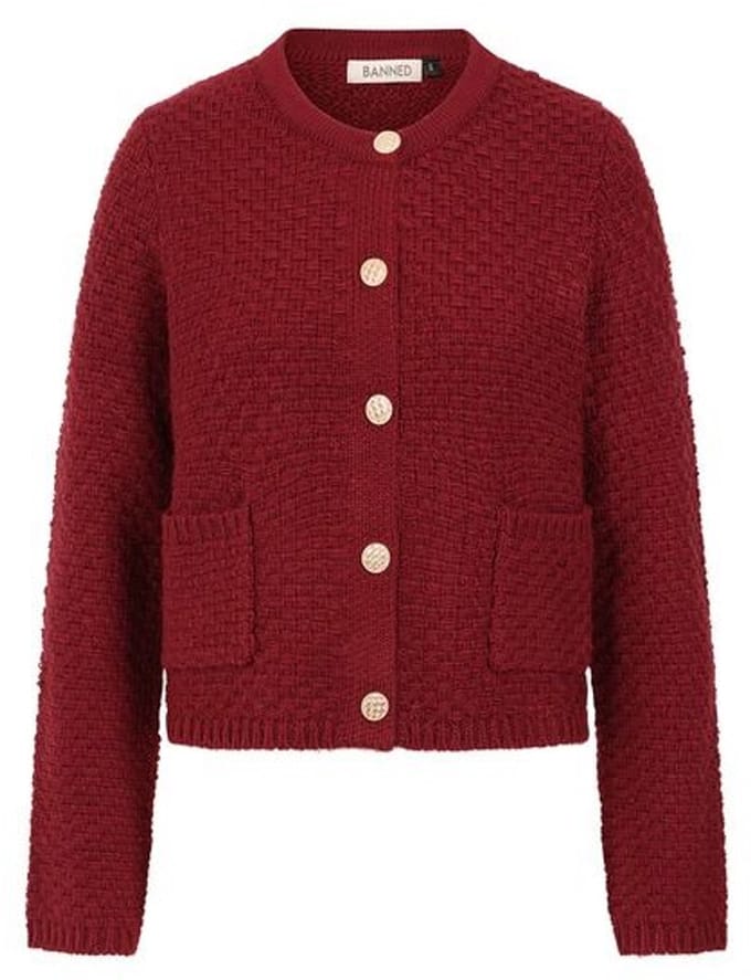 Banned Retro Victoria Wool Mix Vest Cardigan rood S
