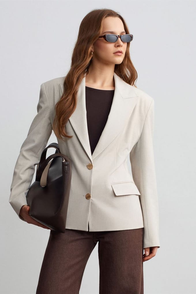 Dames Crepe Blazer Jas