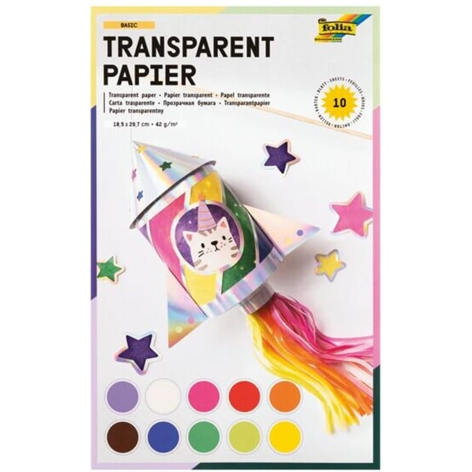 Transparant papier Folia 18.5x29.7cm 42gr 10 vel 10 kleuren