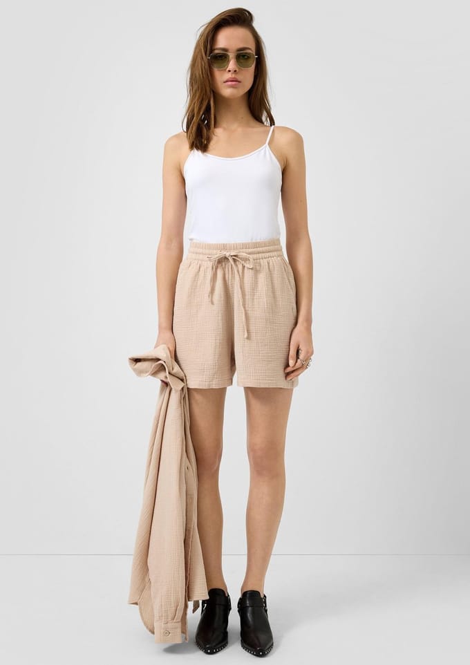 Lichte mousseline met gestikte details en elastische taille dames QS