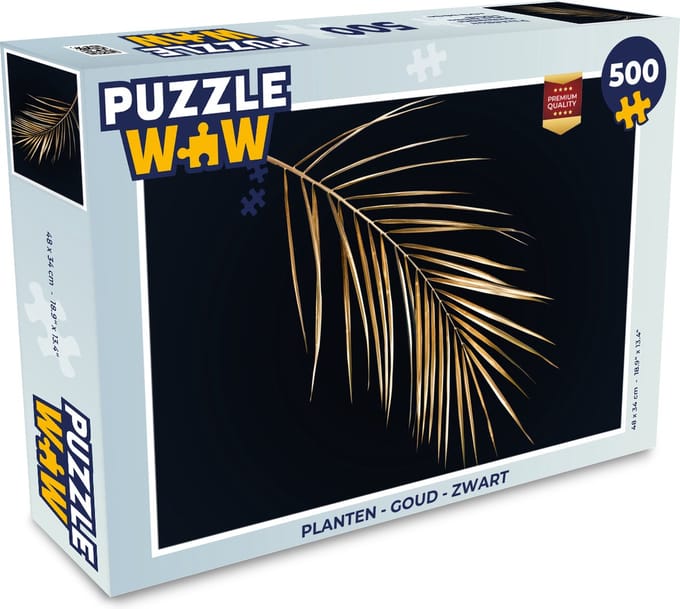 Puzzel Planten - Goud - Zwart - Bladeren - Luxe - Legpuzzel - Puzzel 500 stukjes