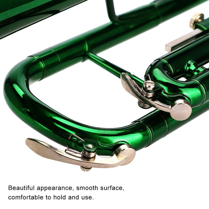 Messing Trompet Muziek Blaasinstrument met Assistent Gereedschapsset (Groen) green