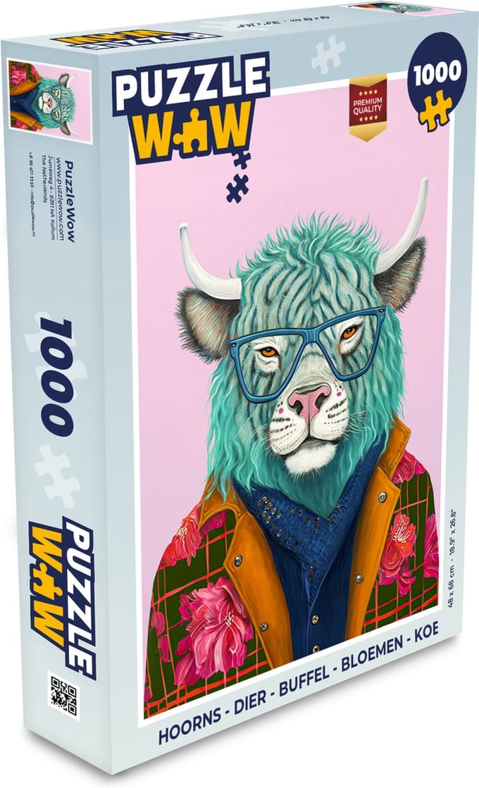 Puzzel Hoorns - Dier - Buffel - Bloemen - Koe - Legpuzzel - Puzzel 1000 stukjes volwassenen