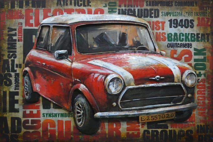 3D schilderij metaal - 120x80cm - Mini clubman