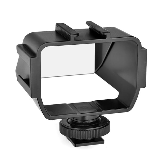 Andoer Universele Camera Selfie Vlog Opklapbaar Spiegelscherm met 3 Cold Shoe Mounts voor Installatie zwart