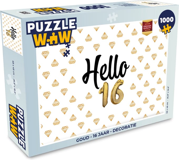 Puzzel Goud - 16 jaar - Decoratie - Legpuzzel - Puzzel 1000 stukjes volwassenen