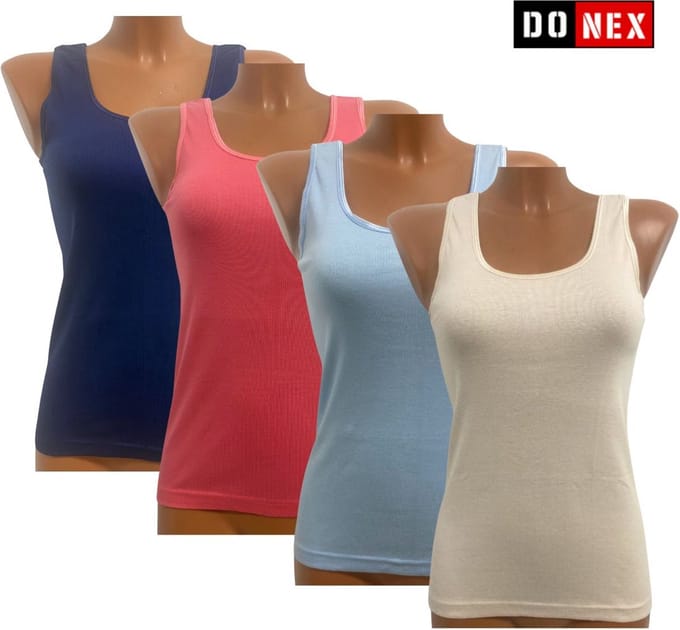 4 Pack Top kwaliteit dames hemd - 100% katoen - Evy - Maat S