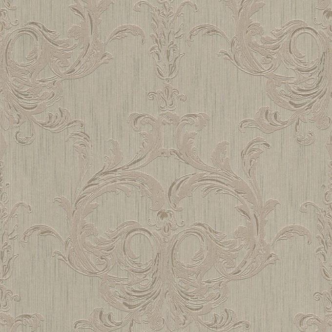 Barok behang Profhome 961963-GU textiel behang gestructureerd in barok stijl mat bruin beige 5,33 m2