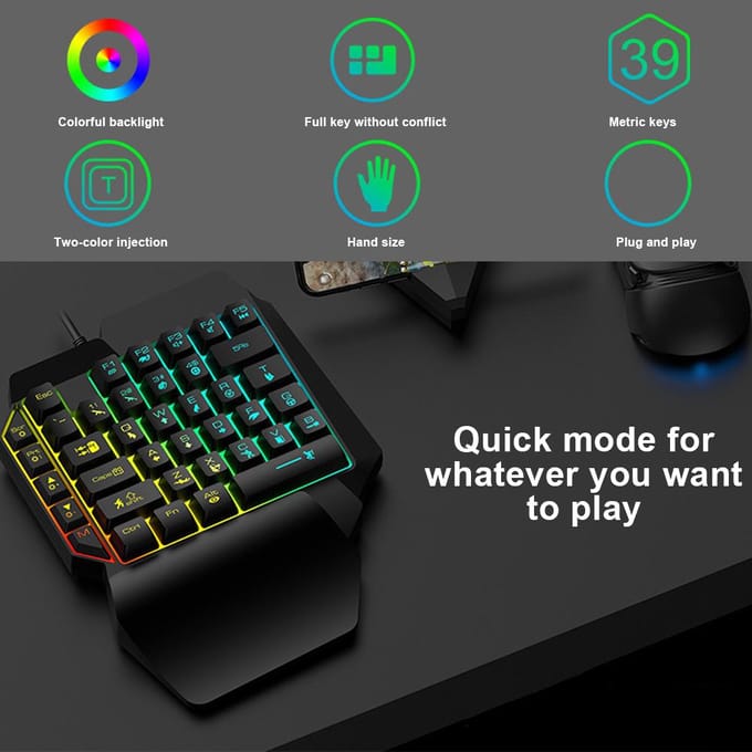 Eenhands Toetsenbord voor PUBG Computer Mechanisch Gaming Accessoire met Opvallende Verlichting