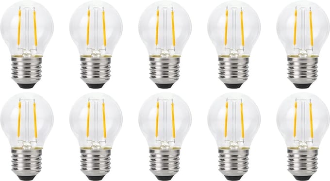 SPL E27 LED Lamp 2W Dimbaar - CRI 93 - Extra Warm Wit - LED Filament G45 - Vervangt 16W - 10 Stuks