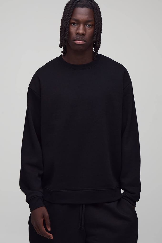 Basic oversized sweatshirt met ronde hals | Black | Size Medium