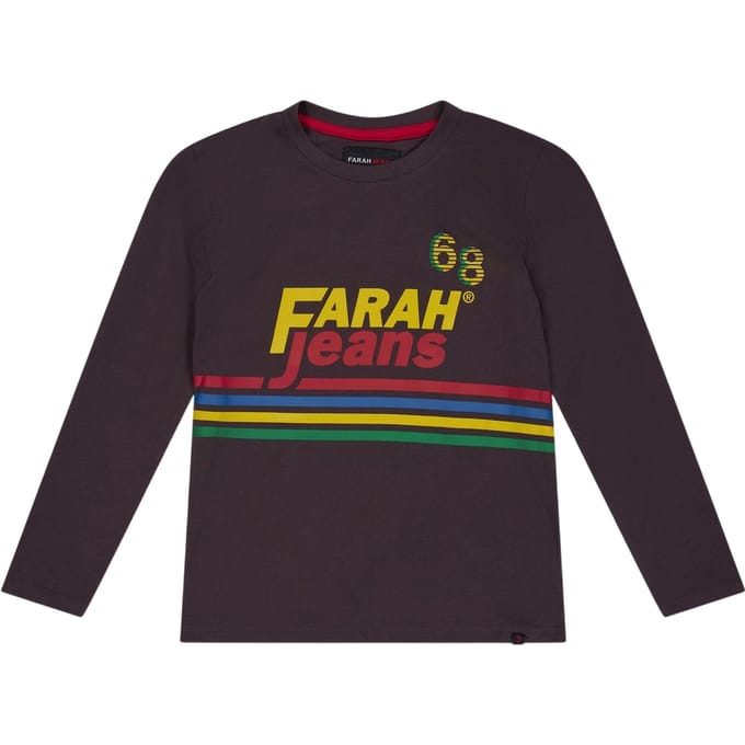 Farah Kinder/Kinder-T-shirt met lange mouwen en logo (Rood)