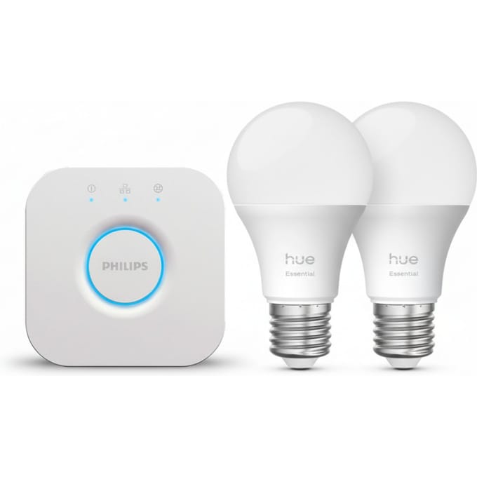 Philips Hue Essential Starter Kit - wit and Color Ambiance - E27 - 2 Pack + Hue Bridge - Wit