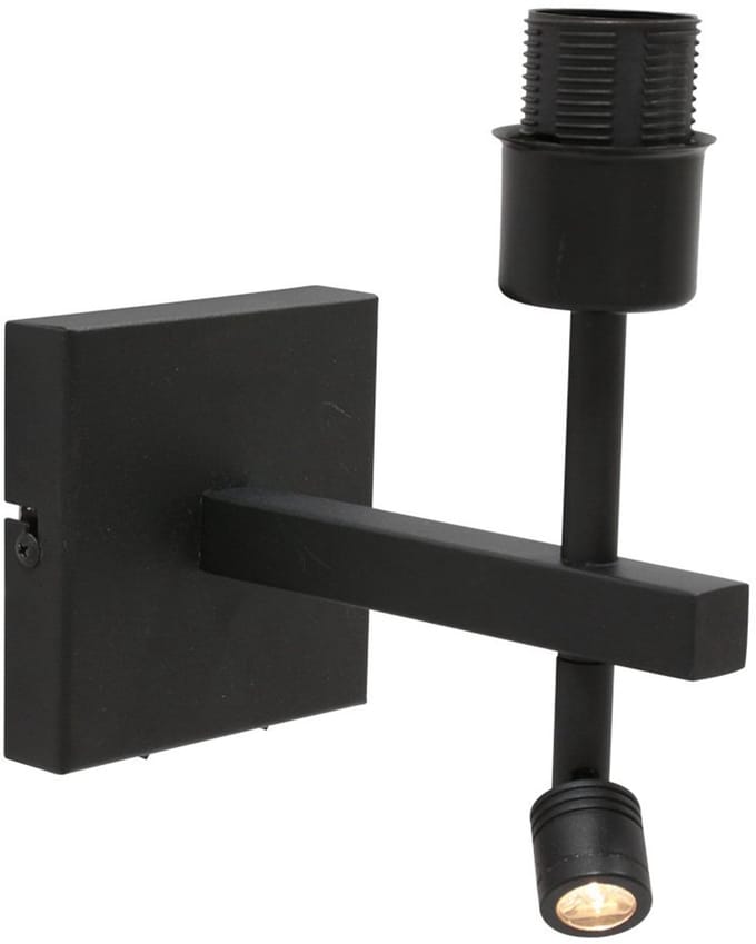 Zwarte wandlamp Stang 2995ZW modern van metaal met leeslamp, geschikt voor binnen van Steinhauer
