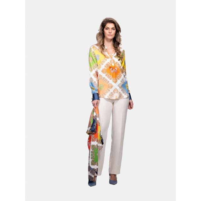 Mucho Gusto Zijden blouse monza ocean paisley patchwork