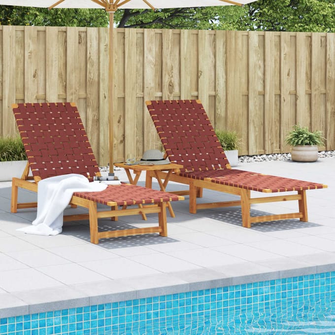 vidaXL - Ligbedden - 2 - st - massief - acaciahout - en - stof - rood